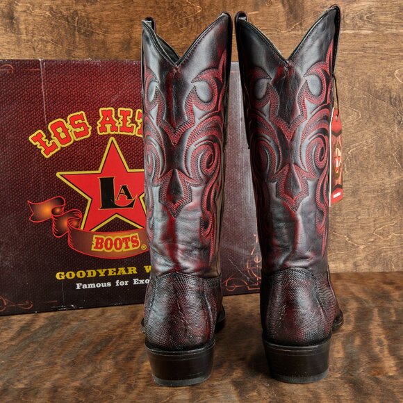 Los Altos Men's Black Cherry Teju Lizard Cowboy Boots 990718 Sz 10 EE STUNNING! - Picture 7 of 14